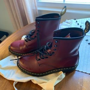 1460 smooth leather lace up dr martens. Cherry red / size US 9 (women’s)